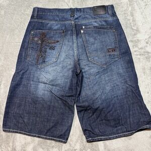 Coogi Jeans Shorts Mens 38 Y2K‎ Baggy Embroidered Jorts Blue Denim 16" Ins